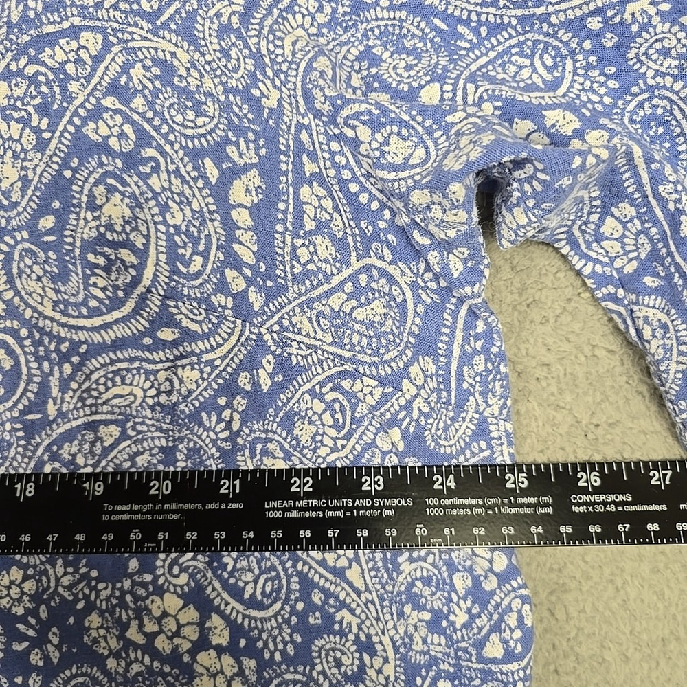 Carole Little Blue & White 3/4 Sleeve Linen Blend Embroidered Eyelet Shirt 1X - Picture 8 of 14